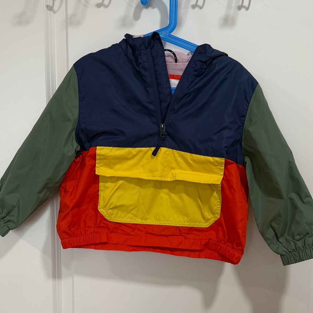 Mini Boden Blue and Red Hooded Jacket